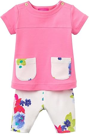 Amazon Com Joules Baby Girls 2 Pc Pants Outfit Pink Shirt White Pants With Flowers 3 6m Clothing amazon com