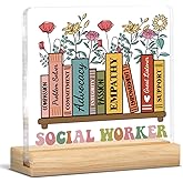 Social Worker Gifts for Women, Thank You Gift for Social Worker Clear Desk Decorative Sign, Birthday Graduation Gifts Acrylic Sign Office Home Decor