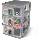 DETEIN Desktop Storage Drawers Desk Organizer with Drawers, 3 Drawers Organizing Drawers Clear Small Plastic Storage Drawers for Crafts, Accessories, Stationeries, Office Supplies, Pens (1Pack)