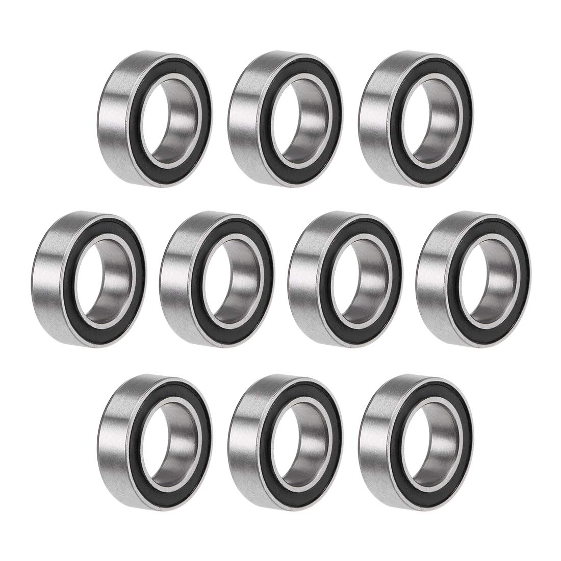 sourcing map MR106-2RS Deep Groove Ball Bearings 6mm Inner Dia 10mm OD 3mm Bore Double Sealed Chrome Steel Z2 10pcs