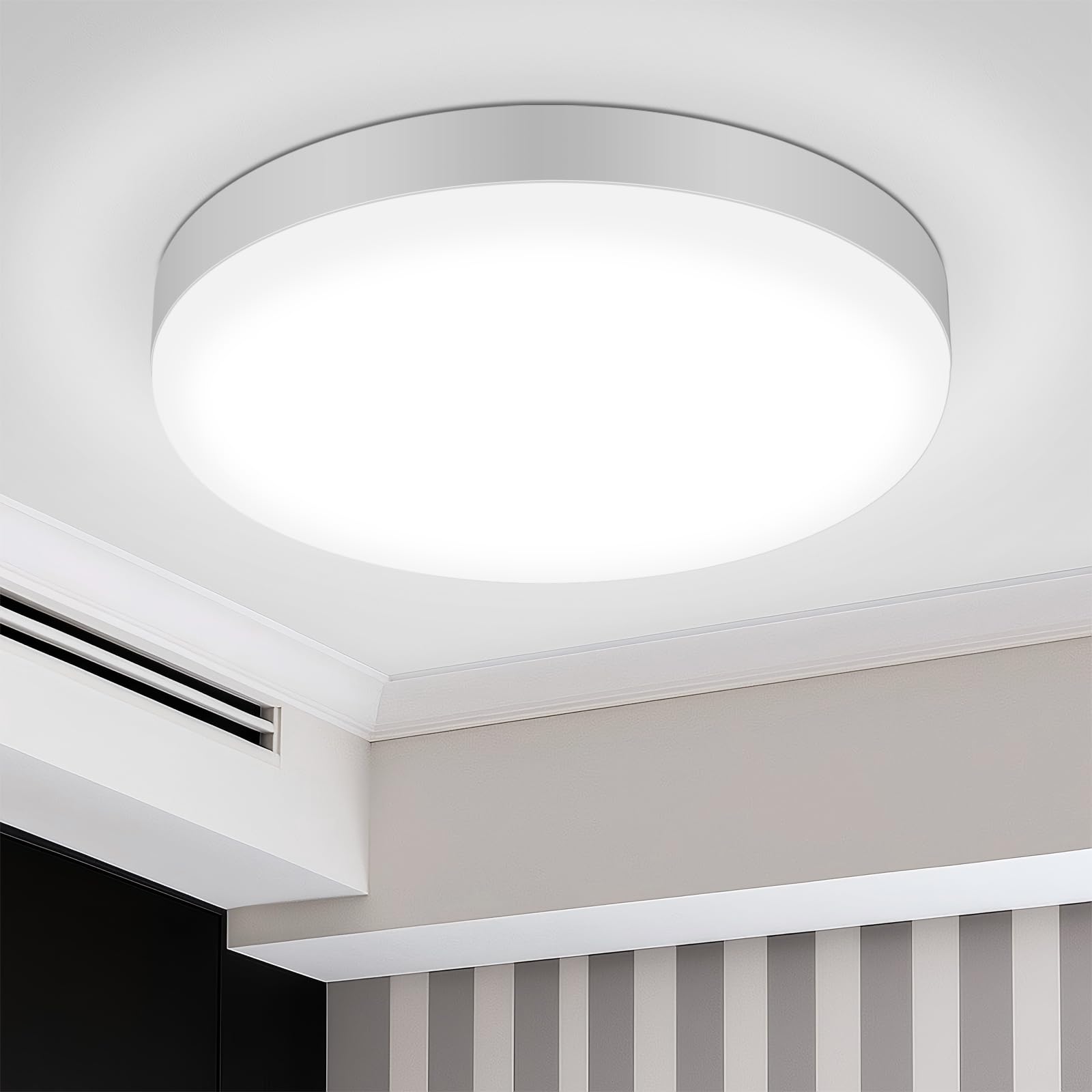 VIPMOON 30W Ceiling Lights, Bathroom Light Waterproof IP56, for Kitchen, Bedroom, Toilet, Bedroom, Small Living Room, Garage, Hallway, White Bathroom Lights Ceiling