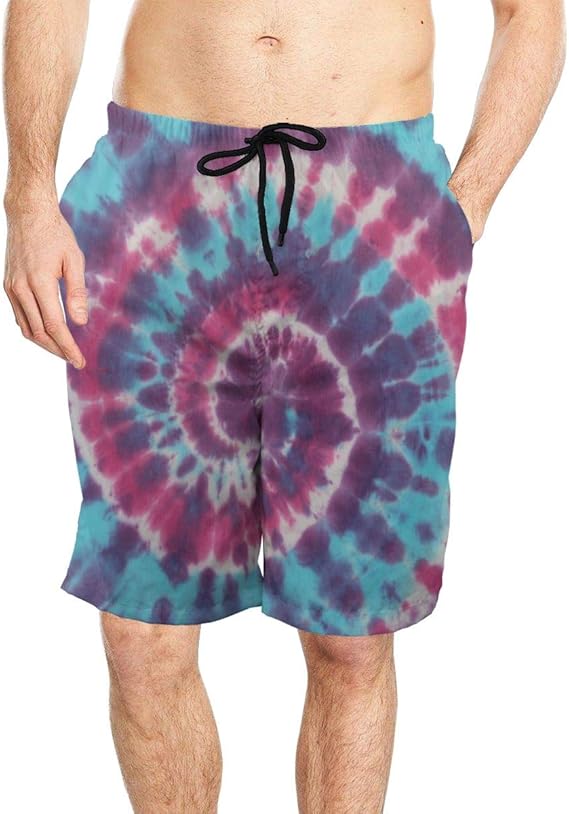 TieDye Men's Beach Shorts Summer Swim Trunks Sports Running Bathing