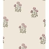 LUKUUI Vintage Floral Peel and Stick Wallpaper Retro Rose Flower Contact Paper for Cabinets Self Adheisve Floral Wallpaper for Bedroom Accent Wall Cabinets Drawers Gilrs Room - 17.3&rdquo;&times;78.7&rdquo;