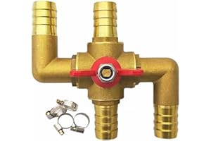 Farady Automobile Integrated 4-Way Heating Water Manual Control Valve Solid Brass Car Heater Air Conditioning Ball Valve with 4 Clamps 3/4"(19mm)