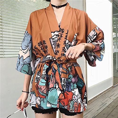 Women Japanese Kimono Cardigan Coat Yukata Outwear Tops Vintage Japanese Style (# 2)