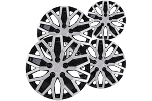 OxGord Hubcaps Wheel Covers - (Set of 4) Hub Caps Wheels Rim Cover - Car Accessories Silver Hubcap Standard Steel Rims - Snap On Auto Tire Replacement Exterior Cap (Two Tone - Silver Black, 16 Inch)