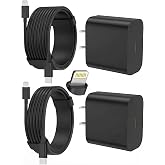 iPhone Charger Fast Charging, USB C Charger Block, 6FT/10FT Lightning Cable | For Apple iPhone 14/13/12/11 Series, 2-Pack USB C to Lightning Cables, AirPods with Lightning Charging Case,Black