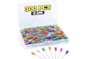 300PCS Sewing Pins with Pearlized Gourd Heads, 2.2IN Straight Pins for Sewing Fabric, Stainless Steel Quilting Pins, Colorful