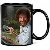 Surreal Entertainment Bob Ross Mug | Bob Ross Color Changing Ceramic | Painting Mug | Heat Reveal Technology | 11oz | Officially Licensed