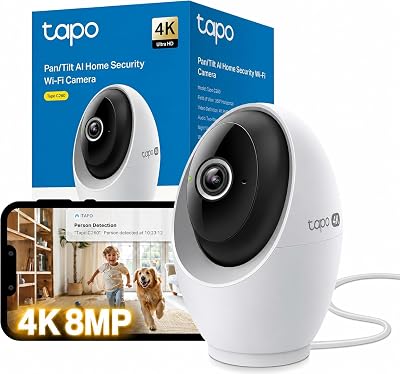 C260 4K 8MP Überwachungskamera Innen 360°, Lokale KI-Erkennung, Physischer Privatsphärenmodus, 18-Facher Digitalzoom, Bewegungsverfolgung, Zwei-Wege-Audio, MicroSD-Karte Bis zu 512 GB