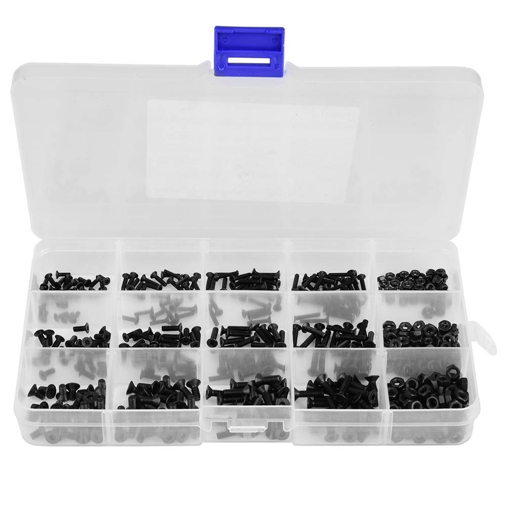 480pcs Black Carbon Steel Countersunk Head Screw Nut Assortment Kit M2 M2.5 M3