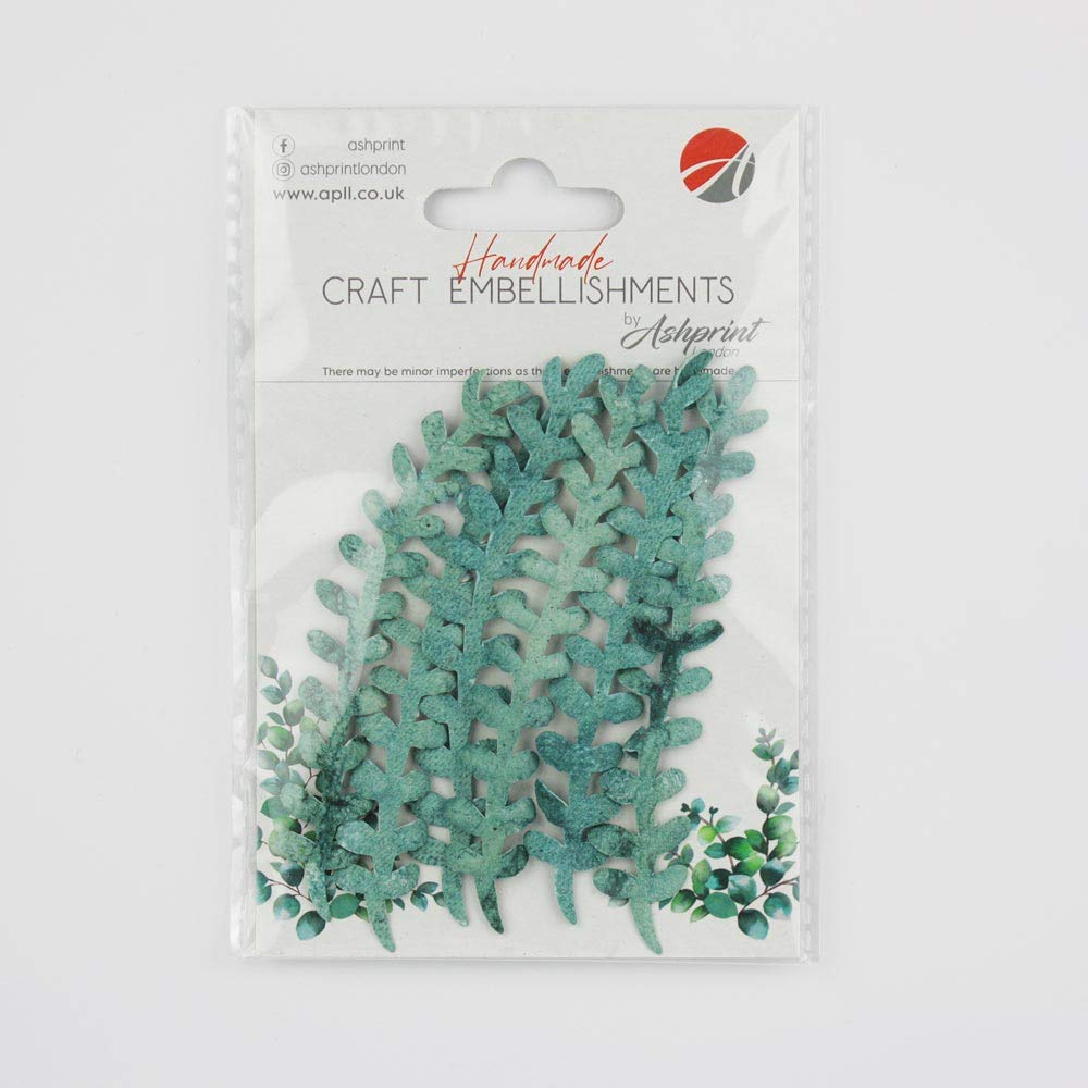 Snow Fern Paper Leaves, 6Pcs Artificial Fake Green Foliage, Handcrafted Leaves for DIY Art Craft Embellishments, Cards, Invitations, Notecards, Scrapbooking, Wedding Decor (Snow Fern Leaves)