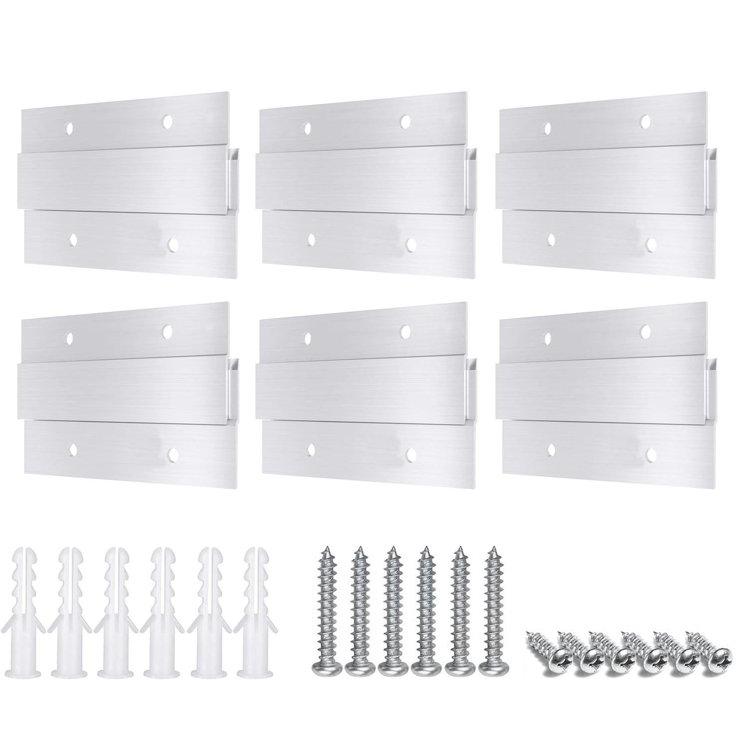 French Cleat Bracket Heavy Duty Hanger, 5cm Aluminum Z Clips, Interlocking Wall Mounting Metal Bracket for Mirror Whiteboard Picture Hanging (6 Pairs)