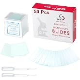 Microscope Slides Clear Glass 50 Pcs Blank Microscope Slides Ground Edges | 1" x 3" with 100pcs 20mm x 20mm Microscope Cover Slips Glasses for Basic Biological Science Education