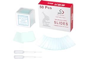 GPJYYDS Microscope Slides Clear Glass 50 Pcs Blank Microscope Slides Ground Edges 1" x 3" with 100pcs 20mm x 20mm Microscope Cover Slips Glasses for Basic Biological Science Education