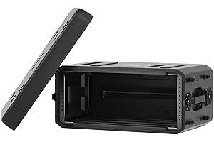 Phenyx Pro 4U Shallow Rack Case, 19" Rackmount Road Case, Detachable Front and Back Cover Storage, Shockproof & Waterproof, Server Rack Cabinet for Wireless Mic Systems, IEMs, Amplifiers (PRCSE-4U)