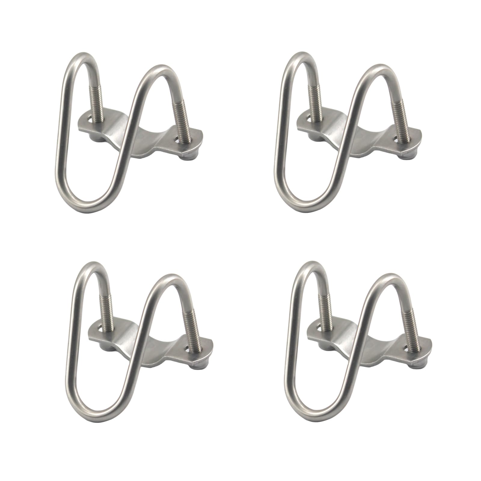 M8x32x32 Stainless Steel Pipe Clip Doule U-Shaped Bolt Screw Cross Tube Buckle Crossover Clamps 4Pcs