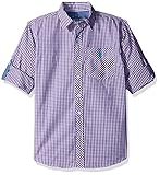 U.S. Polo Assn. Big Boys' Long Sleeve Single Pocket Sport Shirt, Sea Violet Plaid, 10/12