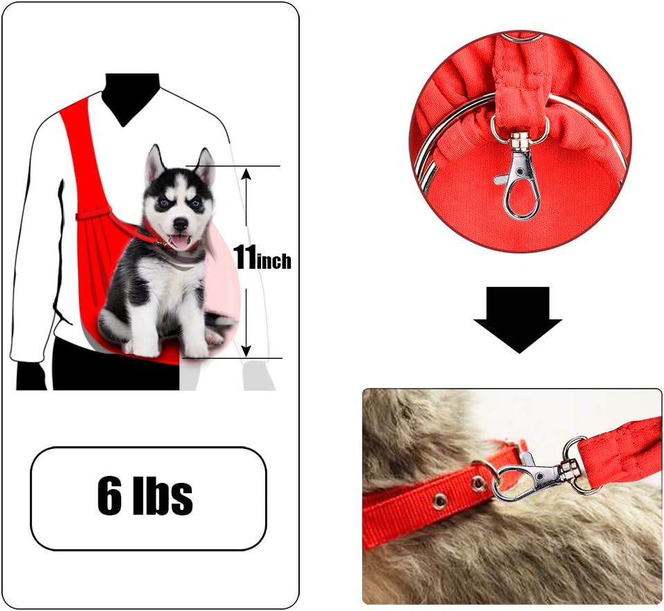 TOMKAS Small Dog Cat Carrier Sling Hands Free Pet Puppy Outdoor Travel Bag Tote Reversible (Black - unadjustable Strap for 3-10 lbs) : Pet Supplies
