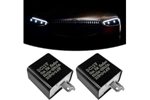 UZZH 2 PCS Car LED Flasher Relay, Motorcycle Parts 12V 2 Pin Speed Adjustable Indicator Flasher Relay, LED Electronic Flasher Relay Fix Automotive Turn Signal & Hazard Warn Hyper Flash Relay (Black)