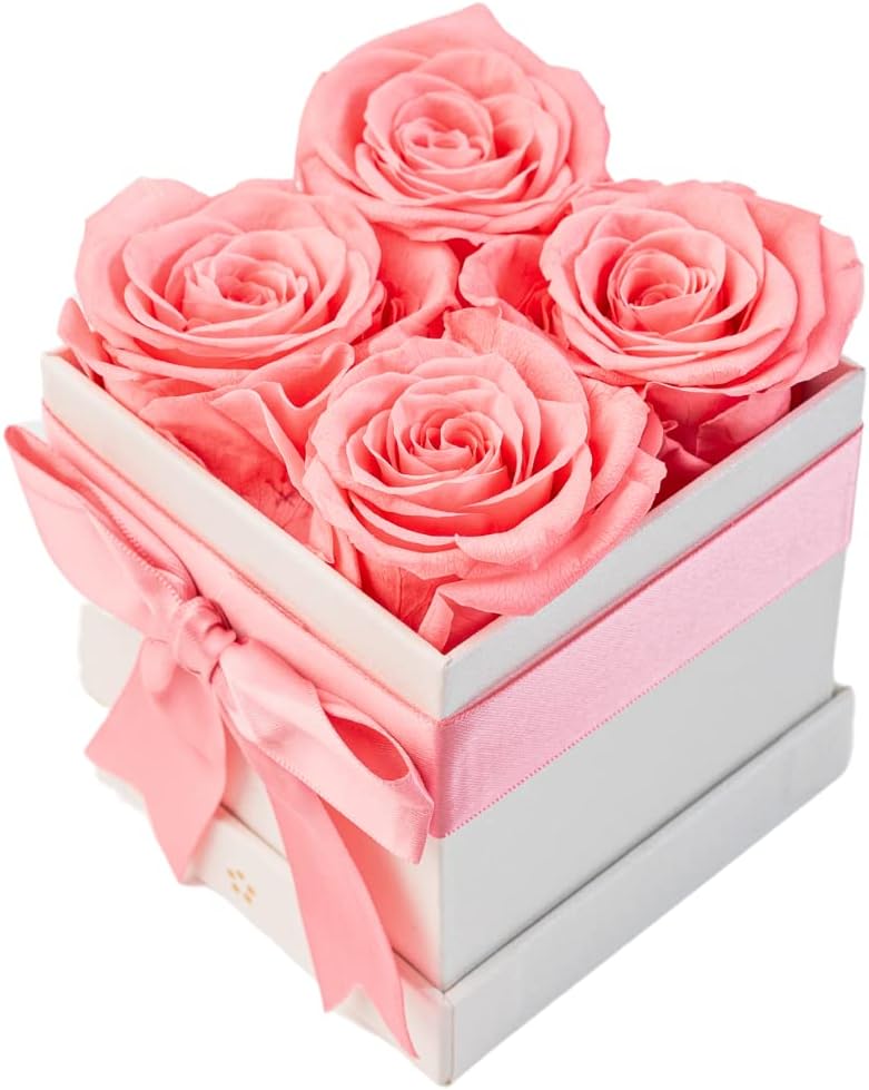 Dried & Preserved Flora - AROMEO Pink Roses, A Gift That Lasts | Fresh Flowers for Delivery, Valentines Day Gifts, Mom, Girlfriend, Wife, Valentine, Birthday, Women Gift. Preserved Fresh Cut Zero Maintenance Roses with Box