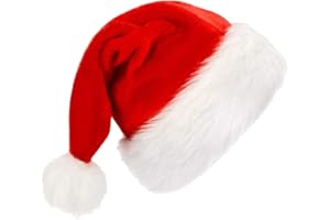 Christmas Hat for Adults & Kids, Velvet Classic Plush Thicken Santa Hat,Holiday Xmas Hat for Party New Year