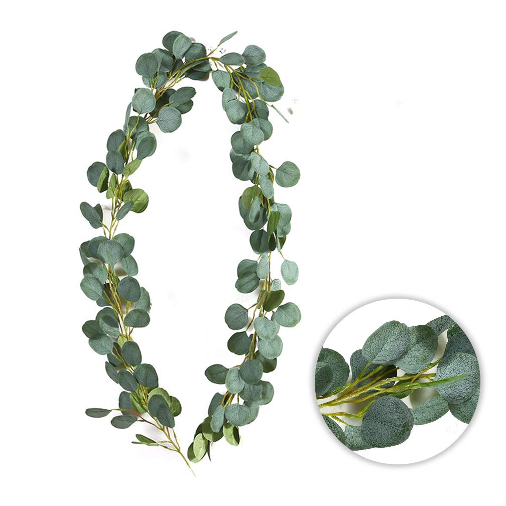 Deruxan Eucalyptus Garland Artificial Plant, Eucalyptus Leaves Decorative Garland Wedding Eucalyptus Wreath Artificial Plant Holiday Wedding Home Decoration Accessories