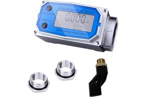 ZHIPURUL 1 Inch Digital Turbine Fuel Flow Meter NPT Thread Electronic Water Flowmeter with 3/4 in Adapters for Diesel Gas Oil Gasoline and Other Liquids Supports Gallon QTS PTS L m³ (Blue 3/4+Swivel, 3/4IN)