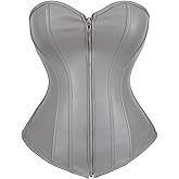 Kranchungel Womens Steampunk Leather Corset: Gothic Faux Leather Corsets Top Halloween Costumes Photoshoot for Cosplay Lovers