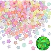 SUNNYCLUE 400Pcs Glow in The Dark Star Bead Colorful Pentagram Beads Bulk Acrylic Luminous Glitter Stars Shaped Loose Spacer Pony Small Charms for Jewelry Making Necklaces Bracelets DIY Crafts