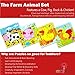 Set of 4: 9 Piece Wooden Farm Animal Puzzles. Kids Colorful Educational Jigsaws include Cow, Duck, Pig and Chicken. For toddlers and preschoolers over 3 years, by INTELLITOYZ