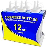 New Star Foodservice Regular Mouth Plastic Squeeze Bottle, Clear, 12oz, 6pk | Heavy-Duty Condiment Squeeze Bottles with Precision Dispensing for Daily Foodservice Use