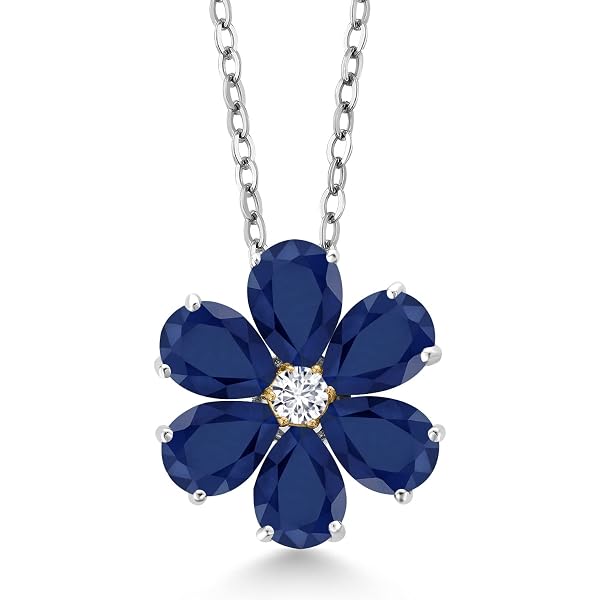 14k Rose Gold Daisy Pendant Necklace - Diamond Center & Sapphire Petals, 16 Inch Chain - View #9