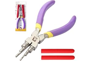 4B STORE 4BStore Bail Making Pliers with Extra Foam Grip 6 Sizes- Wire Plier For Jewelry Making- Comfort Grip Handle 2mm To 9mm Loops And Jump Rings - Jewelry Making Tools (Yellow/Purple)