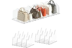 KKPOT Adjustable Acrylic Purse Organizer for Closet Shelf – Clear Handbag Storage Divider, Pocketbook Rack, Clutch Holder, Purse Shelf Organizer for Women’s Closet Organization