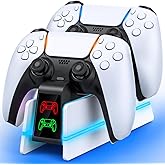 PS5 Controller Charger for PlayStation 5 Dualsense Edge - 9 Colors LED PS5 Charging Station for PlayStation 5 Controller Charger, Charging Dock and Holder Stand for PS5/Slim/Pro Remote Accessories