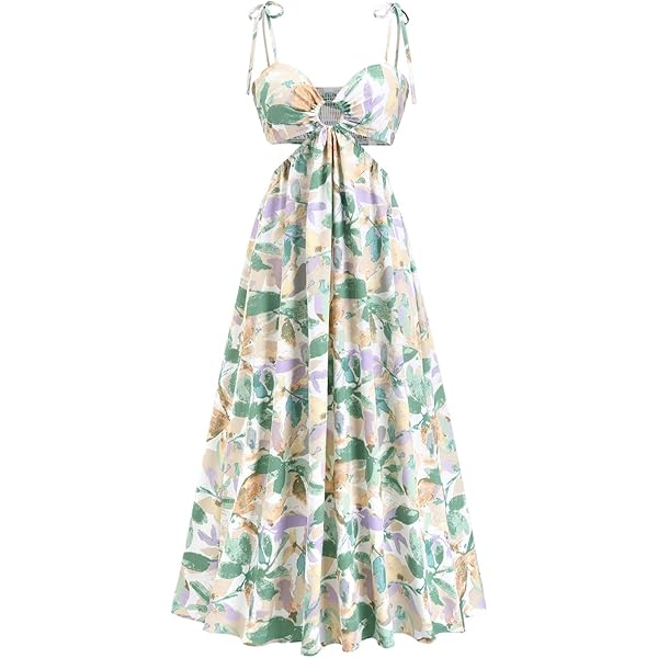 Milkmaid Women's Summer Floral Split Maxi Dress - Puff Sleeve Boho Casual  Beach Dress (#9, XL) at Amazon Women's Clothing store