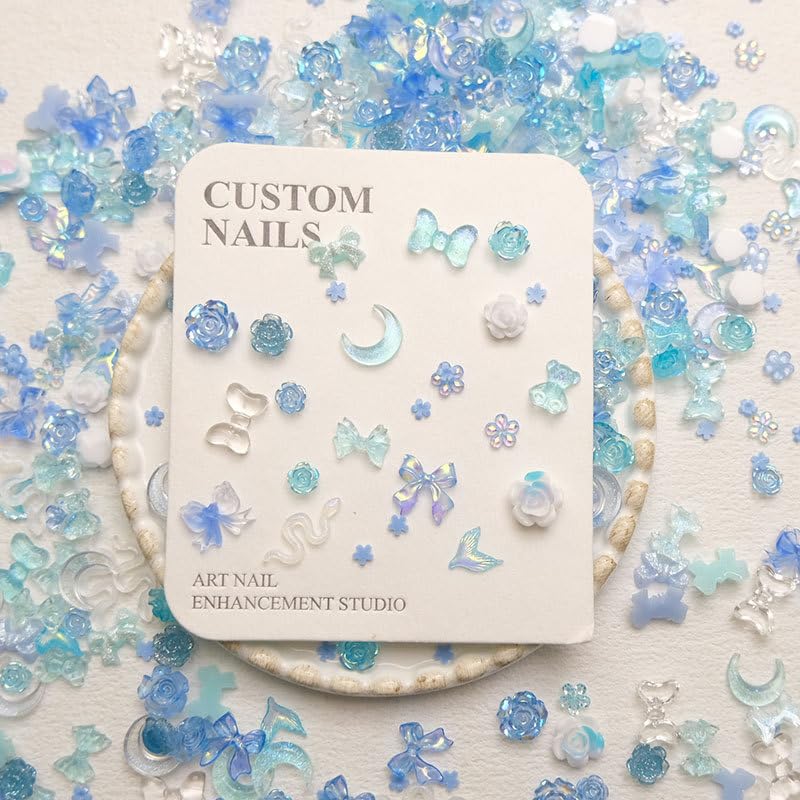 Photo 1 of 100PCS Flower Moon Bow Resin Charms for Flower Moon Bow Bulk Set Decor Resin Charms Set Ornament Scrapbooking Birthday Party Table Decoration DIY Slime Kit Craft Charms Party Toys