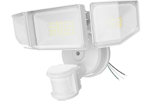 Abovizo 85W LED Security Lights Motion Sensor Light Outdoor, 8500LM Dusk to Dawn, IP65 Waterproof, 6500K, 3 Head Motion Detected Flood Light, Floodlight for Outside, Garage, Yard, Porch (White)