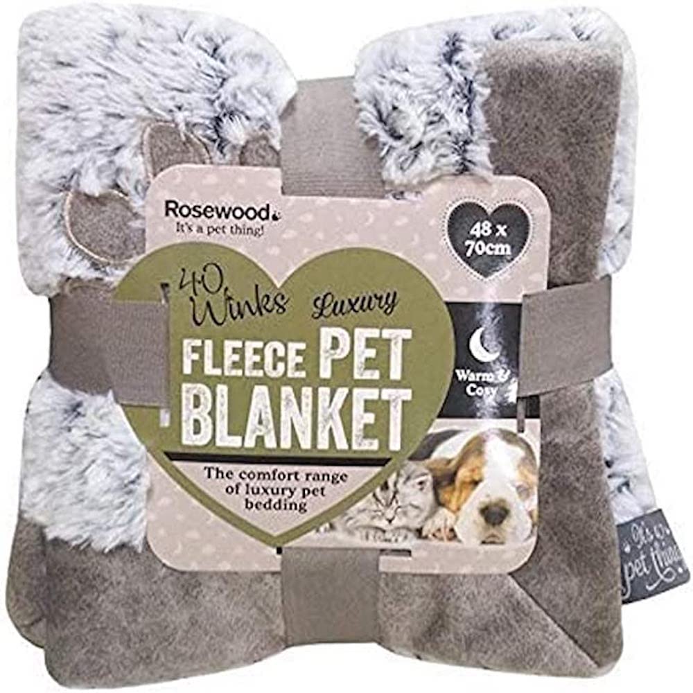 Rosewood Super Soft Grey Luxury Fleece Throw Dog Blanket, Medium, 46 x 68cm