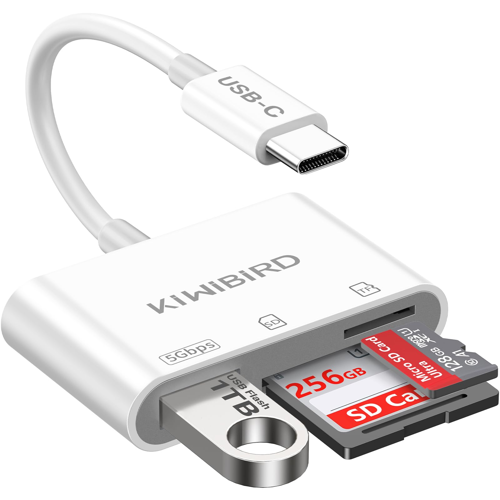 KiWiBiRD SD Card Reader USBC, USB C Memory Card Reader, Micro SD to Type C Adapter for SDHC SDXC TF MicroSD Compatible with iPhone 17 16 Plus Pro Max Mac MacBook Air iPad iMac, Galaxy S24 S23 Android