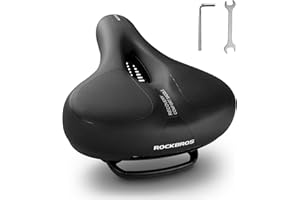 ROCKBROS Comfortable Bike Seat Bicycle Saddle for Men Women Waterproof Wide Soft Bike Cushion Dual Shock Absorbing Bike Acces