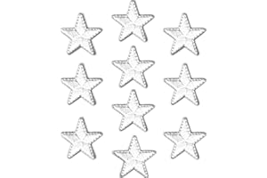 Laughing Lizards Iron On Star Patches Embroidered Patch Applique Embellishments for Clothing, Jackets, Backpacks, and Decorations (White, 1")