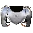 Sangamsteelcraft Medieval Iron Gorget Spaulders Arm Shoulder Set Viking Crusader Pauldrons Armor