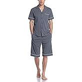 COLORFULLEAF Men's 100% Cotton Pajamas Set Short Sleeve Sleepwear Button Down Pajamas for Men Lounge Pjs with Pockets