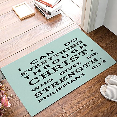 Lifechic Doormat Non-Slip Rug Kitchen Dining Living Hallway Bathroom Pet Area Rug Soft Doormat Entry Rugs 18"x30" - I Can Do Everything Through Christ