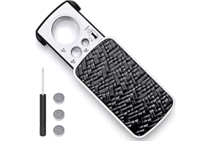 Jewelry Loupe Magnifier with UV LED Light, AFUNTA 30X 60X 90X Slide Out Pocket Magnifying Glass for Jewelry Diamonds Gems Coins Stamps Rocks Watches Hobbies Antiques Models Photos -Black