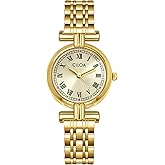 CILOA Women's Watches Gold Vintage Roman Numeral Dial Waterproof Watch for Women Luxury Small Wristwatch with Stainless Steel Leather Band