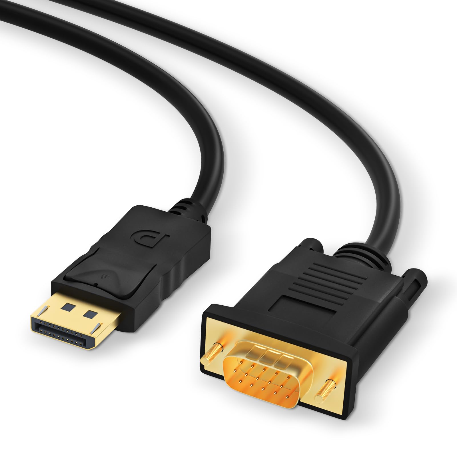 DisplayPort to VGA Cable, Display Port to VGA Adapter，Dual Mode 1080P Full-HD Display Port to VGA Cable adaptor(Male to Male) for Lenovo/Dell/HP/ASUS and Other Brand (3M)