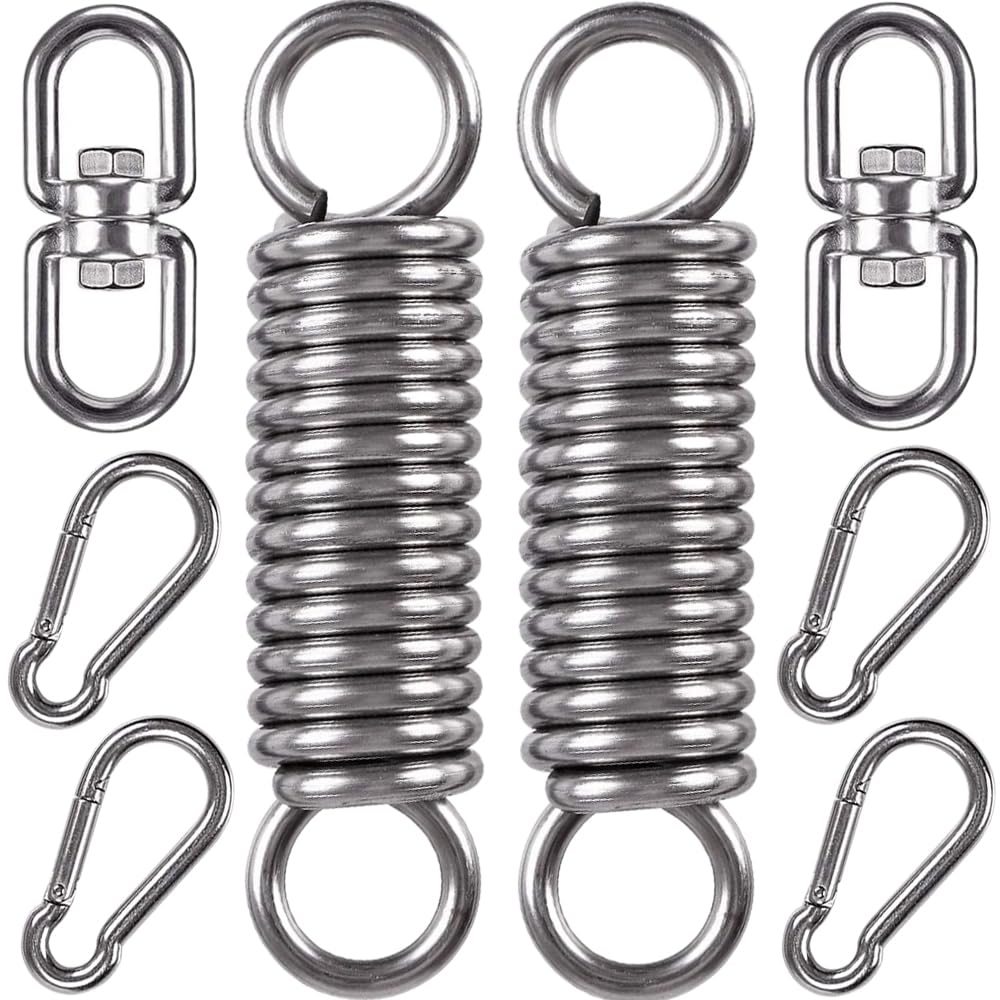 WAREMAID 2 Pack Hammock Chair Hanging Kit Swing Spring Hardware, Heavy Duty Suspension Swivel Hanger Hook for Punching Bags, Heavy Bag, Hanging Chair, Swing Seat, Rocking Seat, Porch Swing, Garden